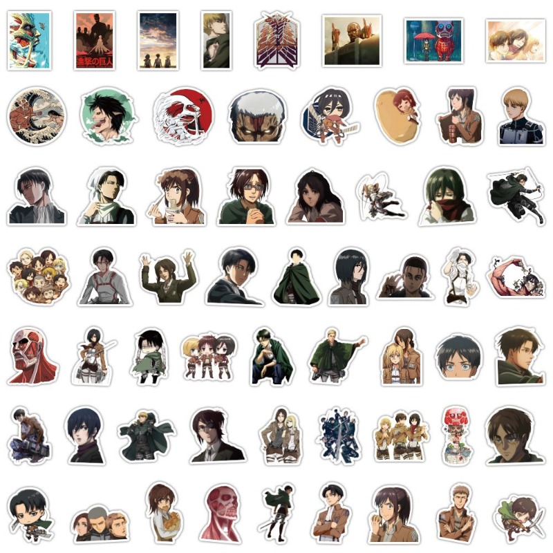 Luggage Cover Protector - 60 ชิ้นสติกเกอร์อนิเมะ Attack on Titan น่ารักสวยงาม